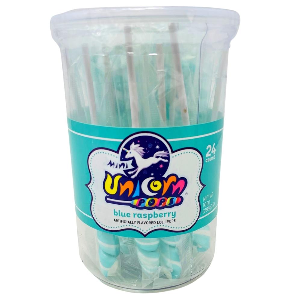 Mini Unicorn Pops Turquoise - 24 Pack Blue Raspberry Lollipop