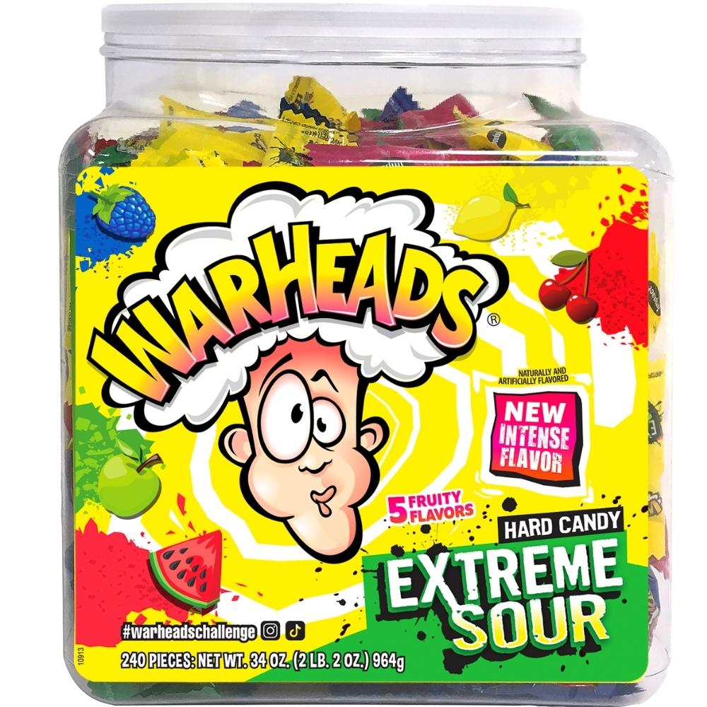 WarHeads Extreme Sour Hard Candy 240 Pieces - 1 Tub