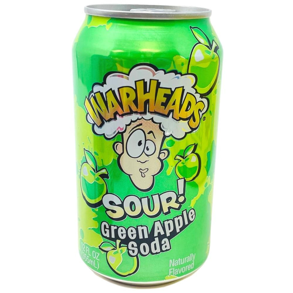 Warheads Sour Green Apple Soda 355mL - 12 Pack