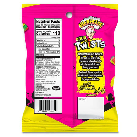 WarHeads Sour Twists Candy Peg Bags - 12 Pack