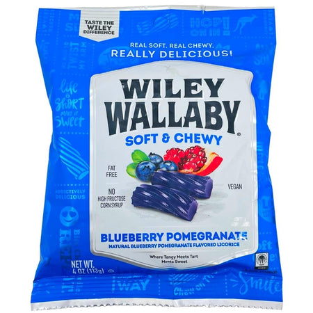 Wiley Wallaby Blueberry Pomegranate Licorice Candy 4oz - 16 Pack